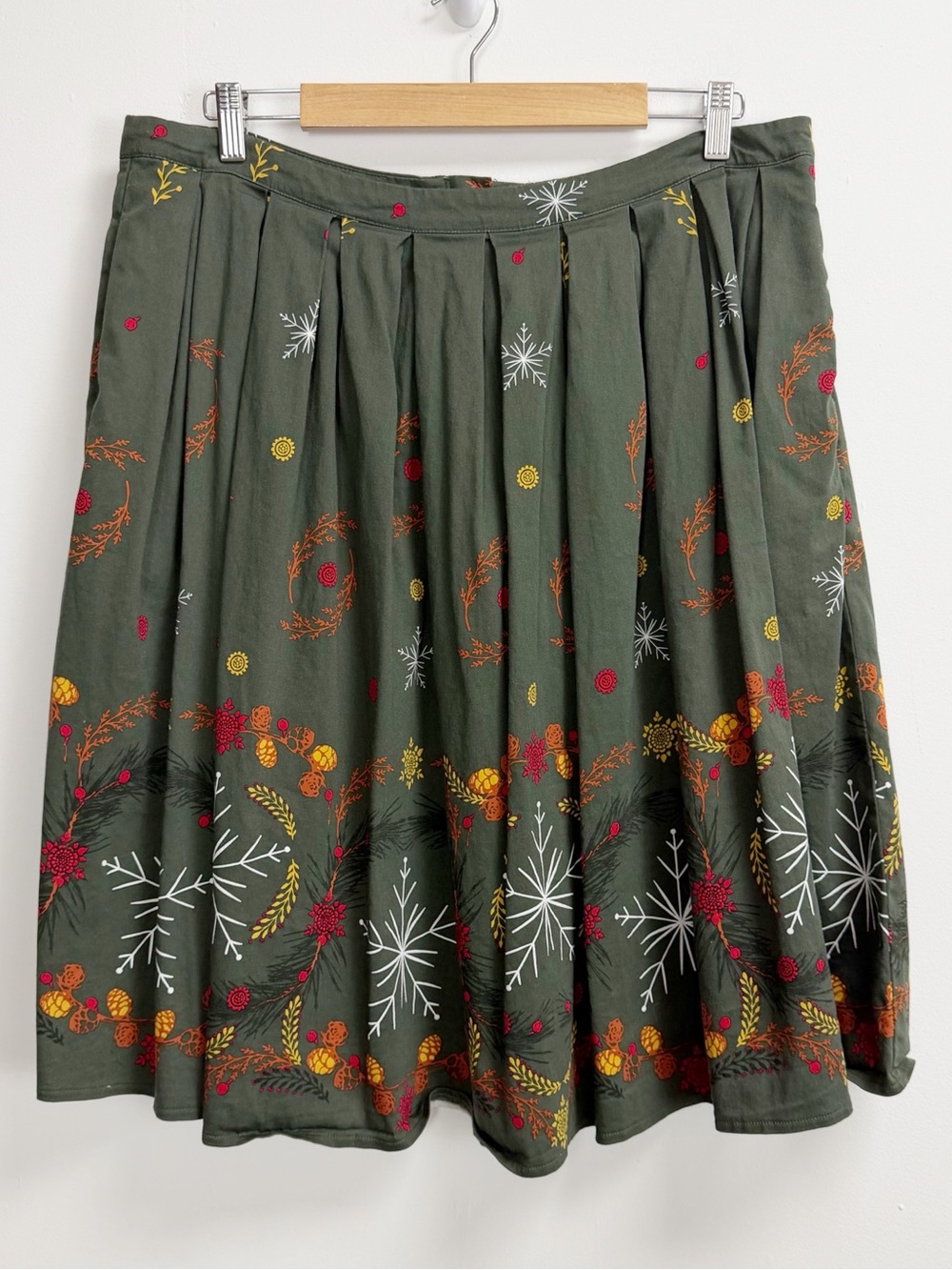 Royal Monk Womens 2XL Green Olive Multicolor Aline Pleated Fall Winter Cotton - Picture 1 of 10